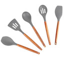 Zulay Kitchen Non-Stick Silicone Kitchen Utensils Set – 5-Piece (Elegant Grey) (Bay 27-G)