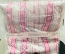 Victoria's Secret  Extra Small Flannel Long PJ Set White/Pink Lurex Candy Stripe  (BC10)
