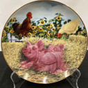 Danbury Mint "Pigs in Bloom" Set of 6 Plates (BK-3)