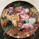 Danbury Mint "Pigs in Bloom" Set of 6 Plates (BK-3)