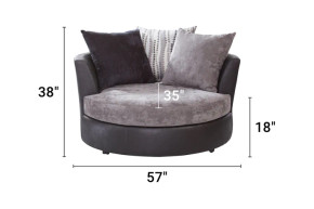 Woodhaven Barrel Swivel Chair Black and Grey w/ Pillows