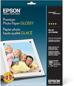 Epson Premium Photo Paper GLOSSY (8x10 Inches, 20 Sheets) (S041465) White