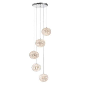 Allen + Roth LED 5-Light Tiered LED Hanging Pendant Crystal Shades Light (TBay-1)