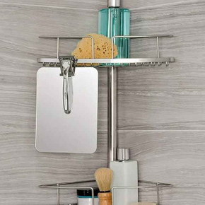 Better Living Fineline 4-Tier Stainless Steel Shower Storage Caddy with Mirror (RBay3-B)