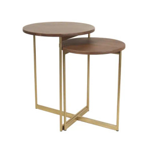 Gold Walnut Round Modern End Table Set (Bay 24-Z) Gold Walnut Round Modern End Table Set (Bay 24-Z)