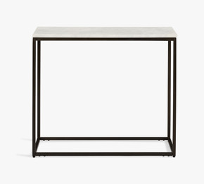 28" Delaney Antique Bronze Rectangular Marble End Table (Floor)