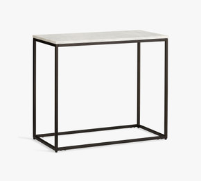 28" Delaney Antique Bronze Rectangular Marble End Table (Floor)