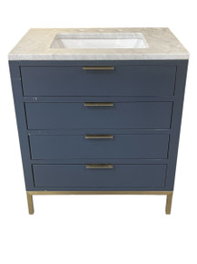 Gervais 30'' Blue Single Bathroom Vanity with Marble Top - Floor Model Display - AS/IS (Floor) Gervais 30'' Blue Single Bathroom Vanity with Marble Top - Floor Model Display - AS/IS (Floor)