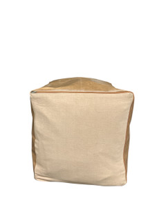 Square Light Brown Faux Leather Pouf Ottoman (T Bay 1)