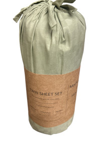 Sage Checkered Embossed  3 Piece  Twin Sheet Set  (M Bay 1-D)