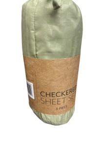 Sage Checkered Embossed  3 Piece  Twin Sheet Set  (M Bay 1-D)