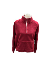 Cider Small Burgundy Fleece Stand Collar Long Sleeve Drawstring Sweatshirt (BC-5)