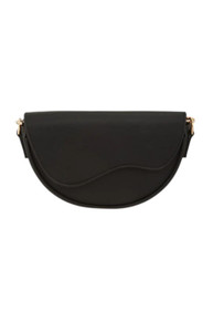Half Moon Shape PU Leather Shoulder Bag – Black (Bay SR-B)