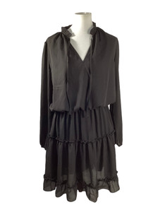 Shirred Waist Tiered Hem A-line Dress  (BC7)