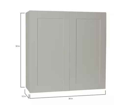 Hampton Bay Shaker 36 in. W x 12 in. D x 30 in. H Assembled Wall Kitchen Cabinet in Dove Gray