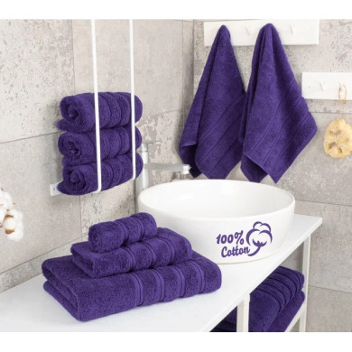 American Soft Linen Luxury Turkish 6 Piece Purple Bath Towel Set (Bay 4-D)