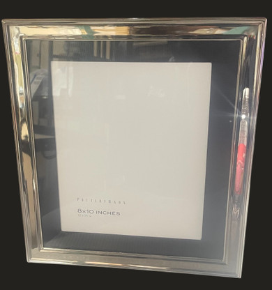 Personalized Silver-Plated 8x10 Grosgrain Ribbon Mat Frame - Grey (Bay 8-C)