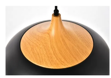 Living District Black & Natural Wood 12" Pendant  (Bay  8-B)