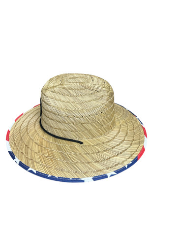 grinderPUNCH Lifeguard American Flag Men's Straw Sun Hat (SRack-B)