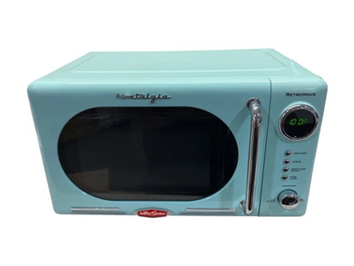 Nostalgia Aqua Retro 0.7 Cu. Ft 700W Countertop Microwave Oven -Used-Like New (Bay- 29-D)