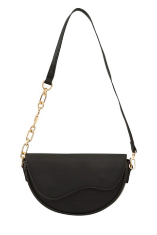 Half Moon Shape PU Leather Shoulder Bag – Black (Bay SR-B)