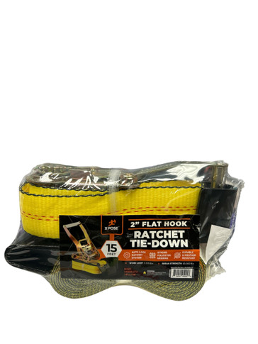 Xpose Safety 2" Flat Hook 15 Feet Ratchet Tie-Down (Bay 14-F)