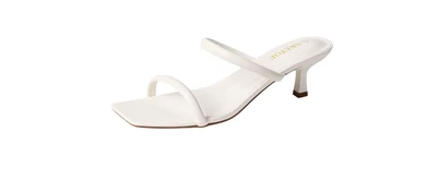 Sketoe Women’s Kitten Heels Two-Strap Open-Toe Sandals – (White) Size 8