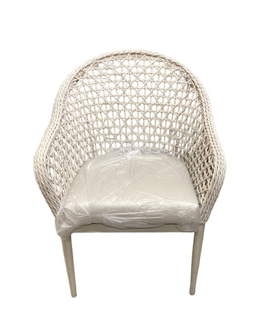 Hannover Stationary Outdoor Dining Chair- Light Beige Weave