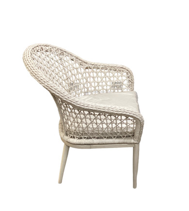 Hannover Stationary Outdoor Dining Chair- Light Beige Weave