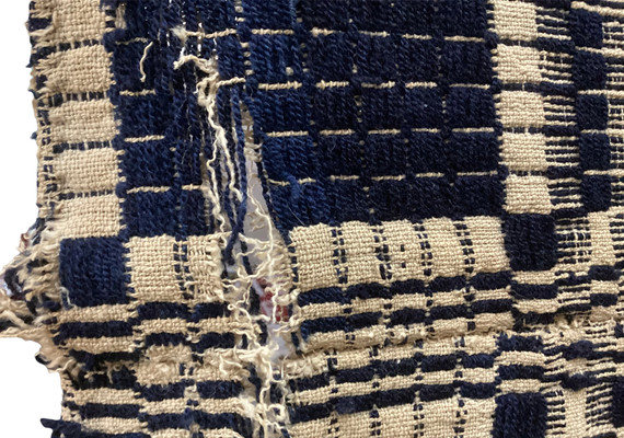 Homespun Coverlet--Dk Blue/Tan