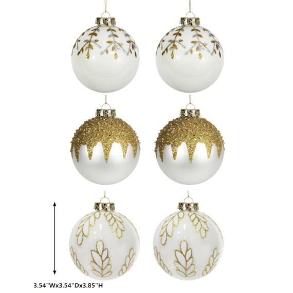 Holiday Living  HL 6CT White and Gold Ornament