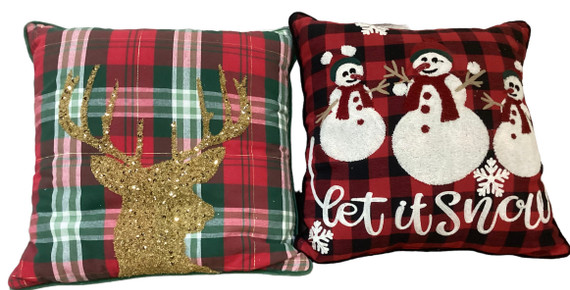 Christmas Pillows--Set of 2 Plaid (Bay 8-A)
