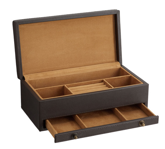 Monogramed Grant Leather Accessory Storage Box Bay 8-C