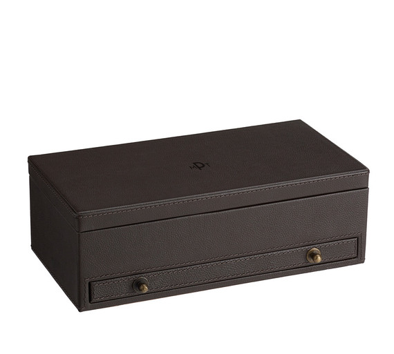 Monogramed Grant Leather Accessory Storage Box Bay 8-C