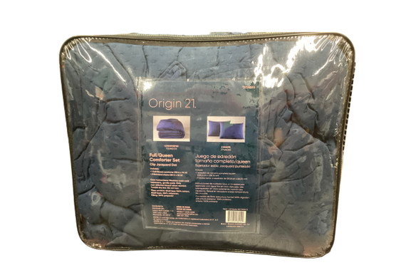 Origin 21 Navy Solid 3 Piece Full/Queen Comforter Set (Bay 4-C)