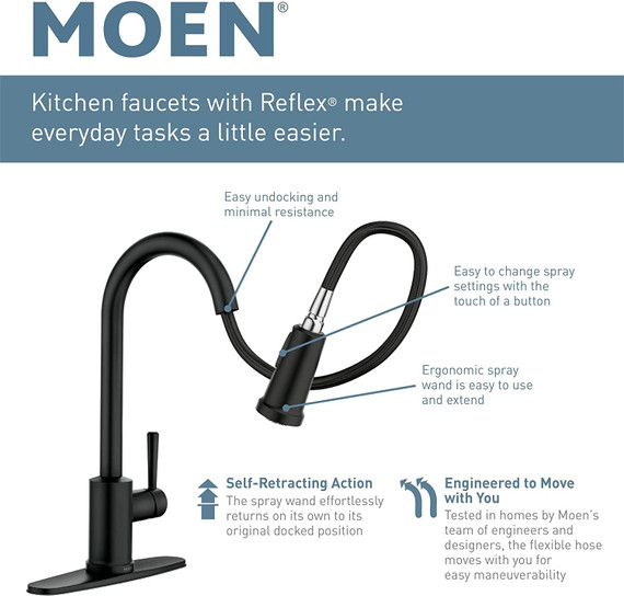 Moen Genta LX Matte Black Single- Handle Modern Kitchen Faucet   (Bay 6-C)