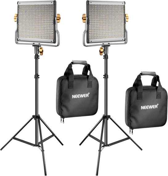 Neewer 2 Pack Dimmable Bi-Color 480 LED with U Bracket Professional Video Light & Stand (Bay6-B)