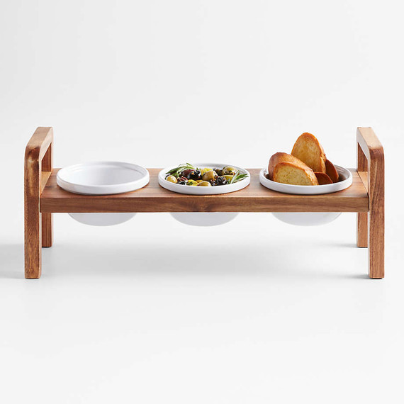 Oven-to-Table Ceramic Bowls with Elevated Wood Server (Bay 9-C)