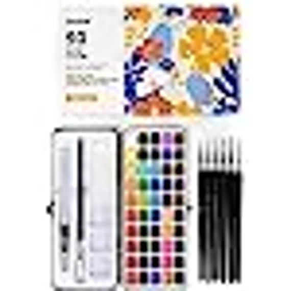 Grabie Watercolor Paint Set, 50 Colors, Detail Paint Brush Included, Art Supplies for Painting, Great Watercolor Set for Artists, Amateur Hobbyists and Painting Lovers (Bay 8-D)