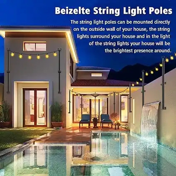 Beizelte 2 Pack 4 Ft String Light Poles (Bay 1-C)