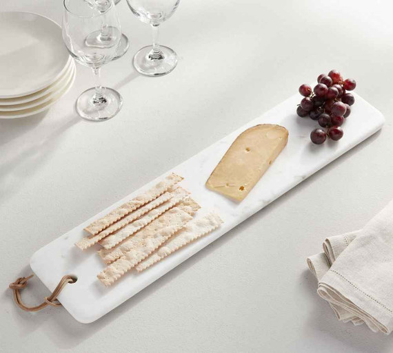 White Marble Cheese Board with Leather Loop (Bay 10-A)