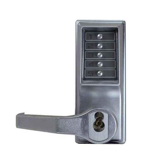 Kaba LL1021C-26D-41 L1000 Series Mechanical Pushbutton Cylindrical Lever Lock, Left Hand -Satin Chrome (RBay2-A)