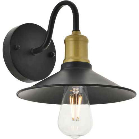 Etude 1 Light 9 inch Brass and Black Wall Sconce Wall Light (Bay5-B)