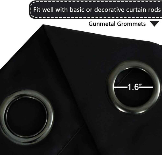 H.VERSAILTEX Thermal Insulated Grommet Blackout Curtains  (2 Panels, 52 x 96, Solid Black) (SBay2-B)