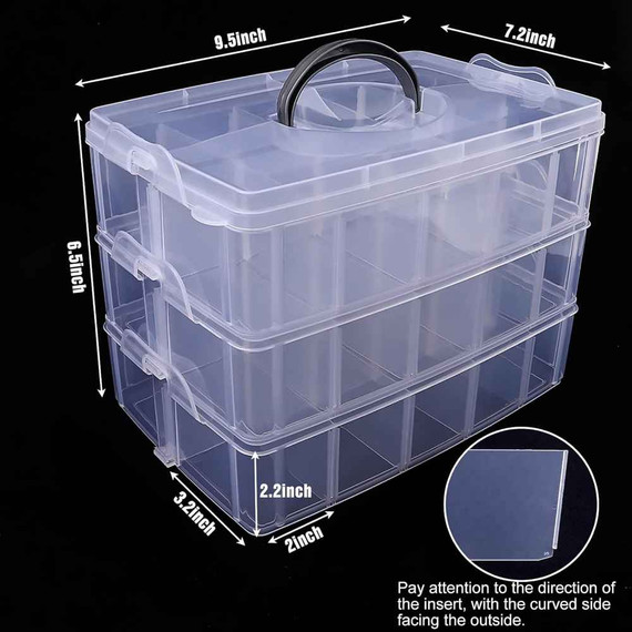 Bins & Things Stackable Storage Container with 30 Adjustable Compartments, Clear, X-Large (Bay7-B)