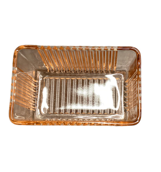 Federal Glass Pink Medium Ribbed Refrigerator Dish w/Lid - 1930's Depression Glass (23-H)