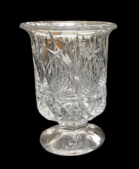 Vintage Bombay Crystal Heavy Cut Glass Vase (23-H)