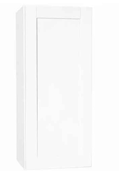 Hampton Bay Shaker 18 in. W x 12 in. D x 42 in. H Assembled Wall Kitchen Cabinet in Satin White (RBay3-A)