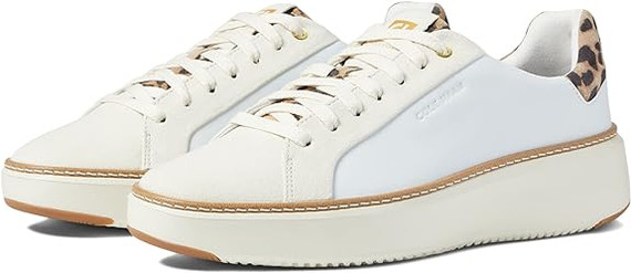 Cole Haan Women's Grandpro Topspin Sneaker White/Ivory/Leopard Size 11B (Case)