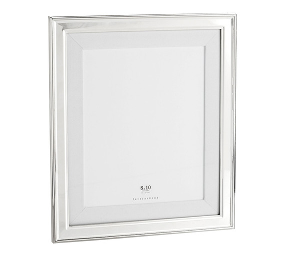 Personalized Silver-Plated Grosgrain Ribbon Mat Frame - White (Bay 9-E)